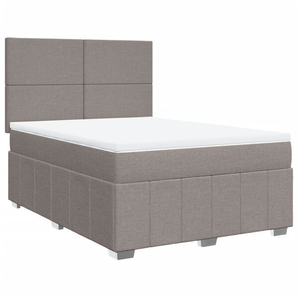 vidaXL Boxspring met matras stof taupe 140x200 cm