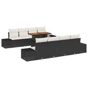 vidaXL Tuin Eetset met kussen 9 pcs Zwart en Cr&egrave;me
