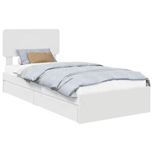 vidaXL Opslag bed met hoofdeinde met lade Wit 90 x 200 cm Bewerkt hout