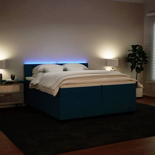 vidaXL Boxspring met matras fluweel blauw 200x200 cm