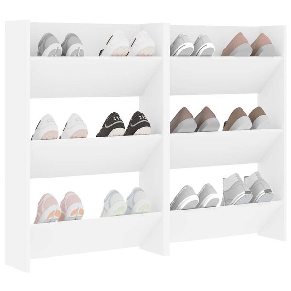 vidaXL Wandschoenenkasten 2 st 60x18x90 cm spaanplaat wit