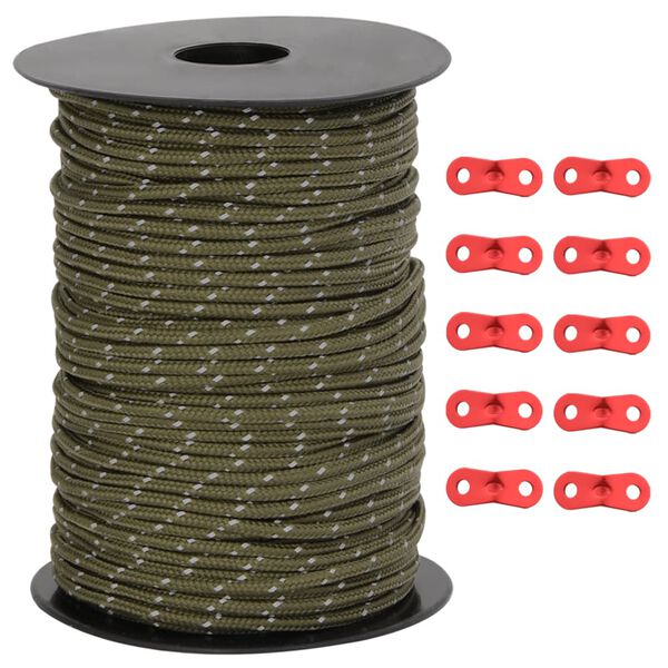 vidaXL Tentscheerlijn met reflecterende strips en spanners 50 m 3 mm