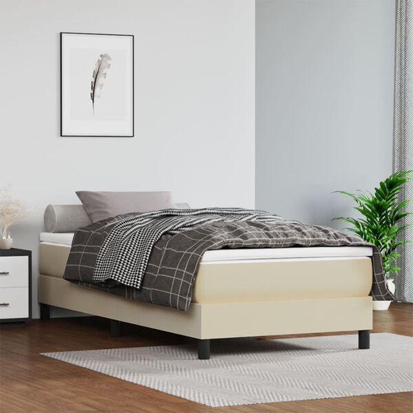 vidaXL Boxspring bed kunstleer cr&egrave;mekleurig 100x200 cm