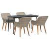 vidaXL Tuin eettafelset met kussen 5 pcs Lichtgrijs poly rattan