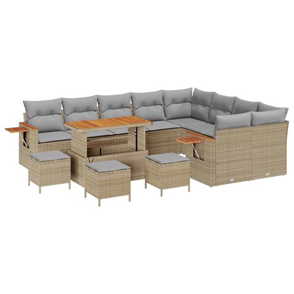 vidaXL Tuinbankenset met kussen 13 pcs Beige en Licht Grijs