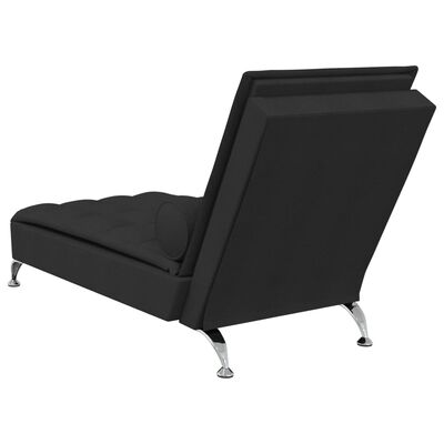 vidaXL Massage chaise longue met bolster stof zwart