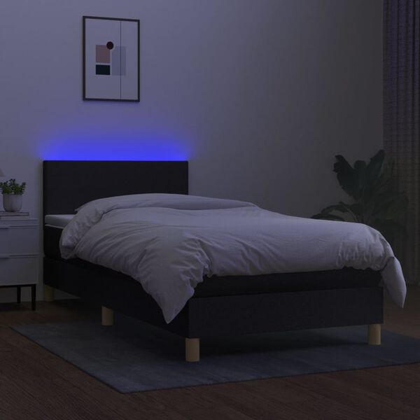 vidaXL Boxspring met matras en LED stof zwart 80x200 cm