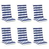 vidaXL Buiten Kussen 6 st Stof Blauw en Wit 120 x 50 x 7 cm