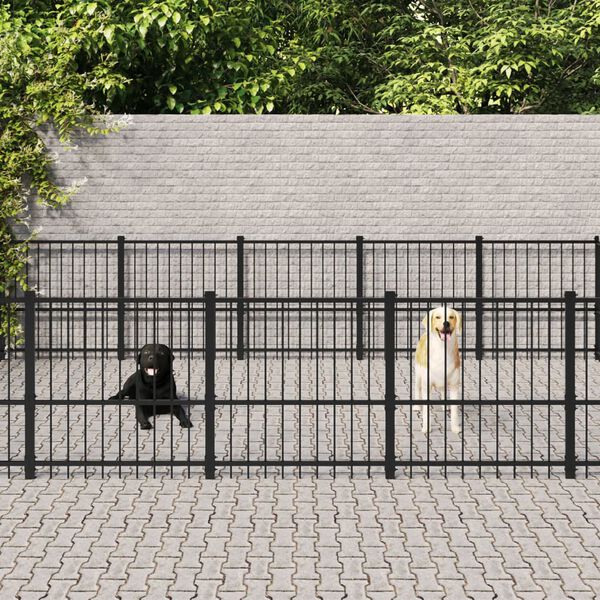 vidaXL Hondenkennel voor buiten 26,35 m&sup2; staal