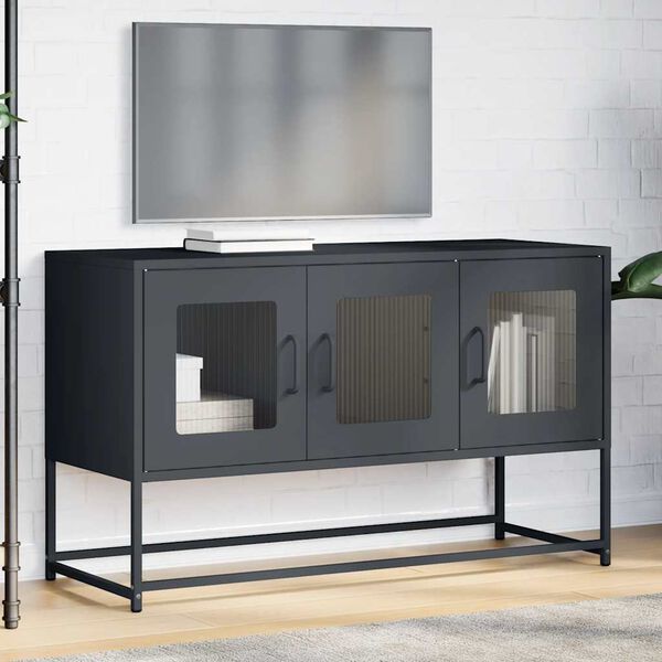 vidaXL Tv-meubel 100,5x39x60,5 cm koudgewalst staal antracietkleurig