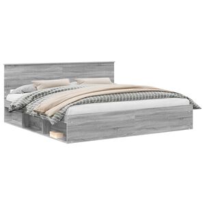 vidaXL Bedframe Grijs Sonoma 200 x 200 cm Massief grenenhout