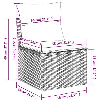 vidaXL 10-delige Loungeset met kussens poly rattan grijs