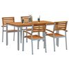 vidaXL Tuin Eetset 5 pcs Grijs en bruin Staal en massief acaciahout