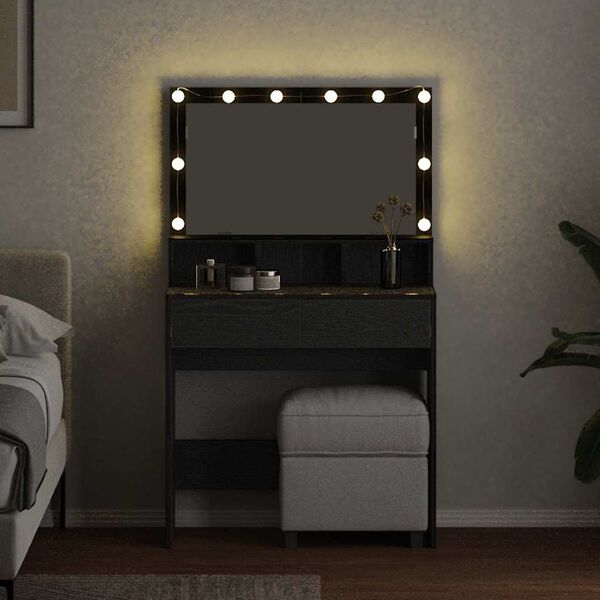 vidaXL Plafondtafel Zwart Eiken 80 x 41 x 134,5 cm Bewerkt hout