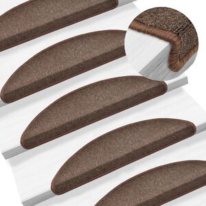 vidaXL Trapmatten 15 st 56x17x3 cm Koffiebruin Halfrond