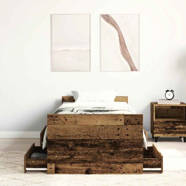 vidaXL Bedframe zonder matras bewerkt 90x200 cm bewerkt hout oud