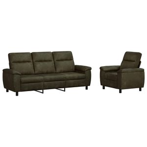 vidaXL Bankstel 2 pcs Legergroen Nep Suede Leer