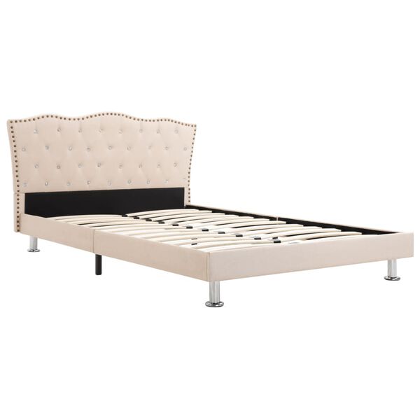 vidaXL Bed met traagschuim matras stof beige 140x200 cm