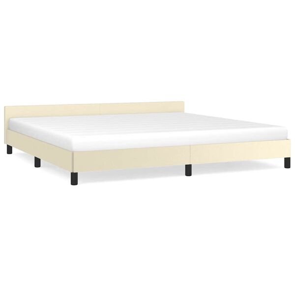 vidaXL Bedframe met hoofdeinde zonder matras 200x200 cm cr&egrave;mekleurig
