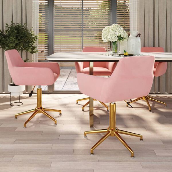 vidaXL Eetkamerstoelen draaibaar 4 st fluweel roze