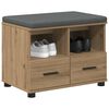 vidaXL Halbank met kussen met lade Artisan Eiken 60 x 38 x 46 cm