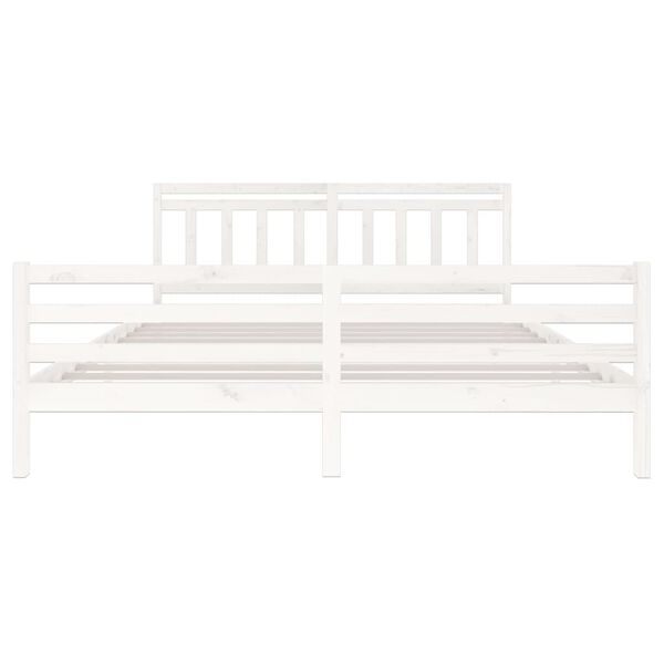 vidaXL Bedframe massief hout wit 200x200 cm