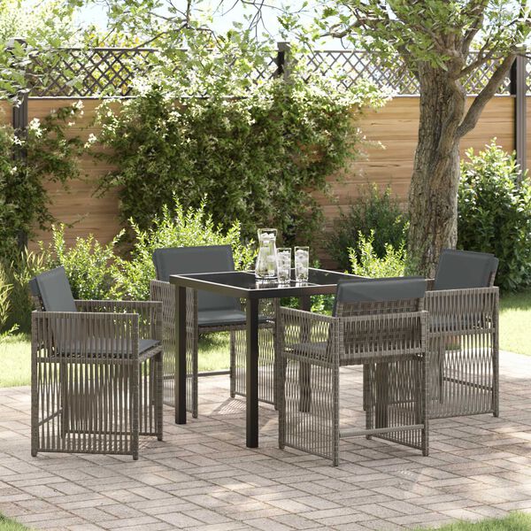 vidaXL Tuin Eetset 5 pcs Grijs poly rattan