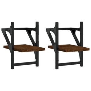 vidaXL Wandschappen met stangen 2 st 20x25x30 cm bruin eikenkleur
