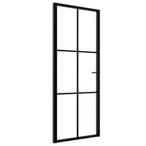 vidaXL Binnendeur 76x201,5 cm ESG-glas en aluminium zwart