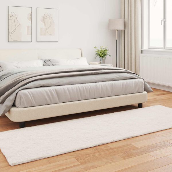 vidaXL Nep Konijnenbont Tapijt Olite Cr&egrave;me 80 x 250 cm Polyester