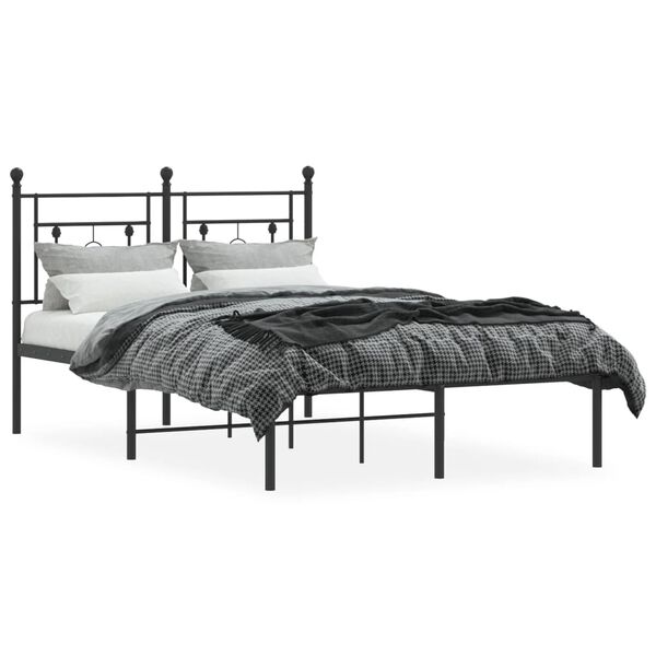 vidaXL Bedframe met hoofdbord metaal zwart 120x190 cm