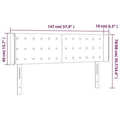 vidaXL Hoofdbord LED 147x16x78/88 cm stof donkerbruin