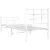vidaXL Bedframe met hoofd- en voeteneinde metaal wit 75x190 cm
