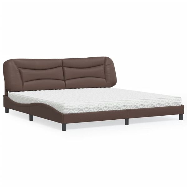 vidaXL Bed met matras "Hvar" kunstleer bruin 200x200 cm