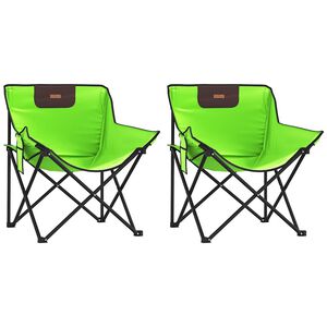 vidaXL Campingstoelen 2 st met vakje inklapbaar groen