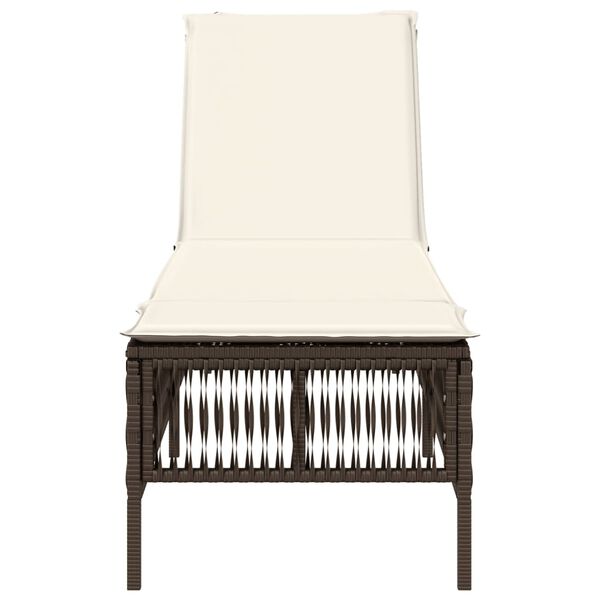 vidaXL Ligbed met kussen poly rattan bruin