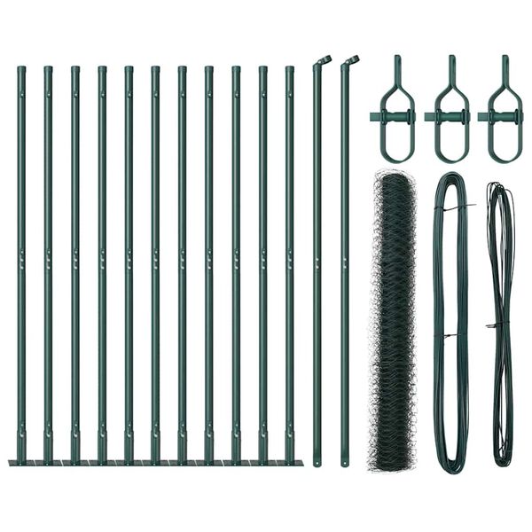 vidaXL Afrasteringspaal Groen 25 x 1,2 m (36 mm gaas) Staal