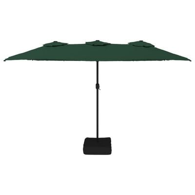 vidaXL Parasol dubbel dak met LED 449x245 cm groen