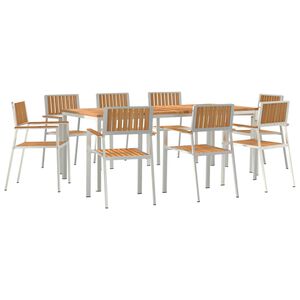 vidaXL Buiten eettafelset 9 pcs Bruin Massief Teakhout