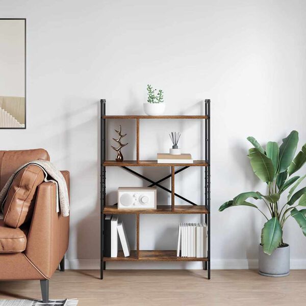 vidaXL Boekenkast Gerookt eiken 75 x 30 x 123,5 cm Bewerkt hout