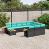 vidaXL 11-delige Loungeset met kussens poly rattan zwart