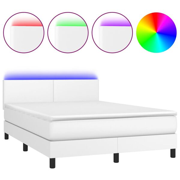 vidaXL Boxspring met matras en LED kunstleer zwart 140x190 cm