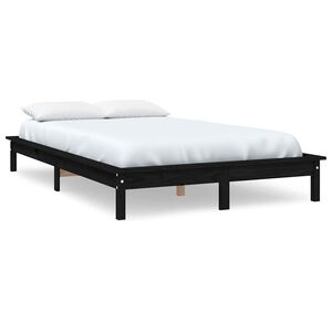 vidaXL Bedframe massief grenenhout zwart 120x200 cm