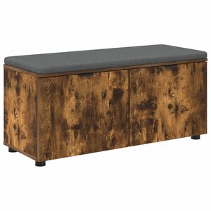 vidaXL Halbank met kussen met plank Gerookte Eik 100 x 38 x 46 cm