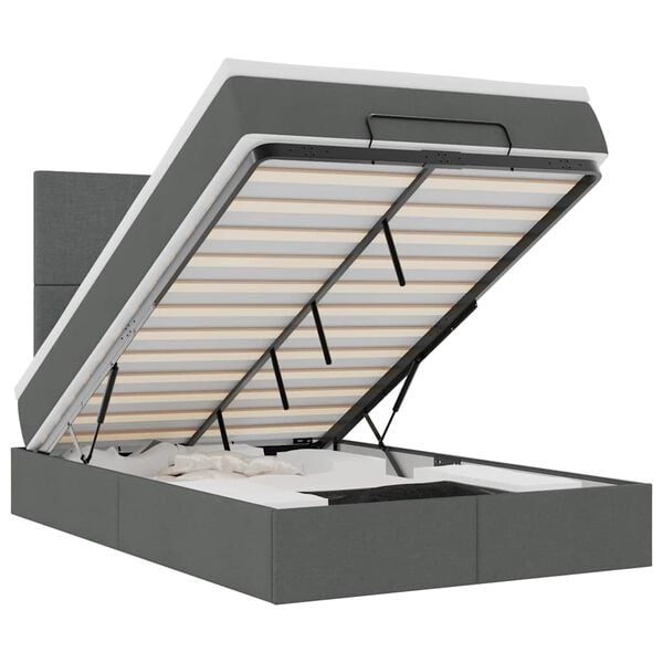 vidaXL Ottoman bed met matras en LED's 120x200cm stof donkergrijs