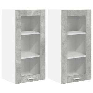 vidaXL Hangkast 2 pcs Beton Grijs 40 x 31 x 80 cm Bewerkt hout