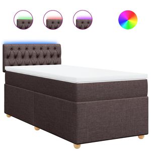vidaXL Boxspring met matras stof donkerbruin 80x200 cm