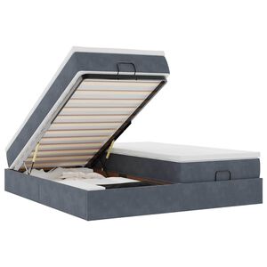 vidaXL Ottoman bed met matrassen 160x200cm fluweel donkergrijs