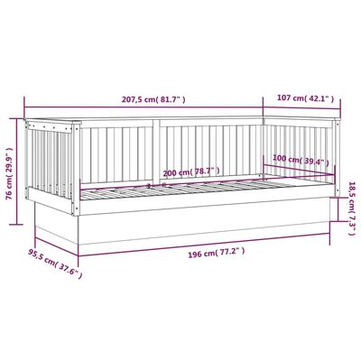 vidaXL Slaapbank 100x200 cm massief grenenhout wit