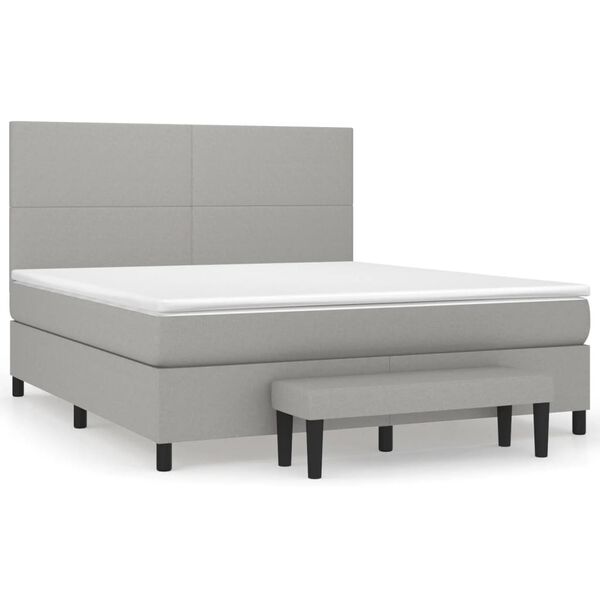 vidaXL Boxspring met matras stof lichtgrijs 180x200 cm